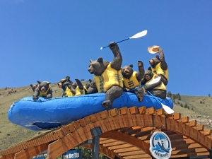 The rafting bears atop Dave Hansen River Trips are in for a quick ride these days with Snake River flows in the canyon topping 17,000 cfs of late.